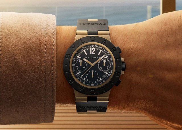 Bulgari Bronzo Chronograph Referenz 104242, Bronzeuhr am Handgelenk