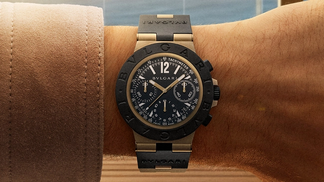 Bulgari Bronzo Chronograph Referenz 104242, Bronzeuhr am Handgelenk