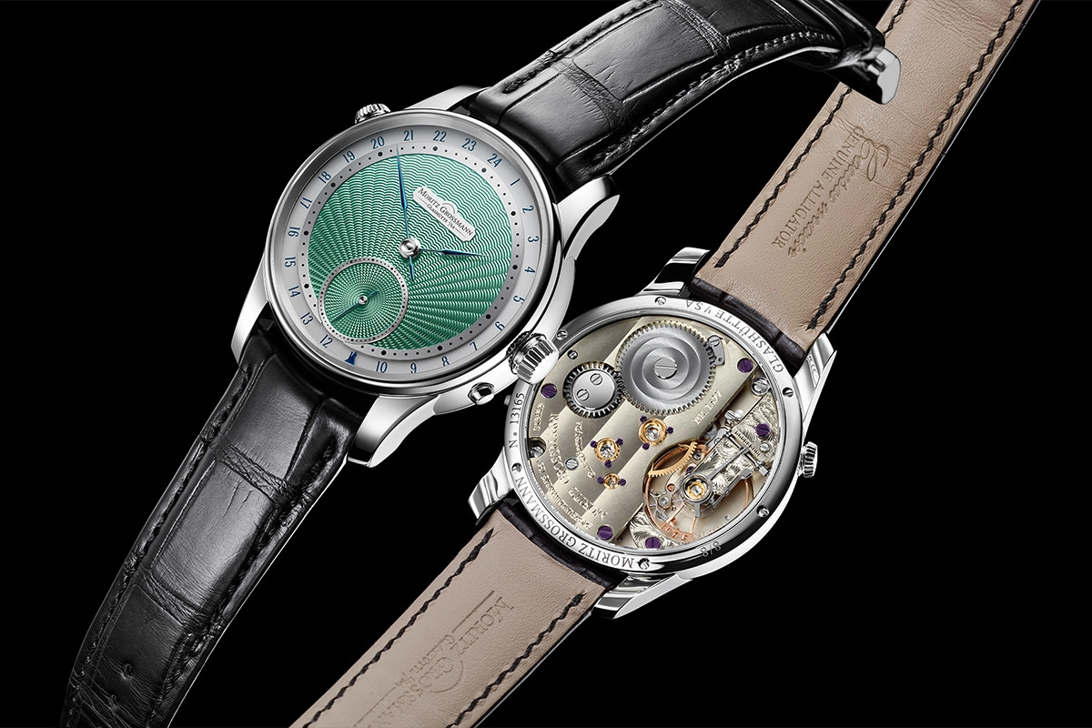 Moritz_Grossmann_GMT_Gouilloche_Gruen_ZB_und_Werk Moritz_Grossmann_GMT_Gouilloche Zifferblatt und Werk