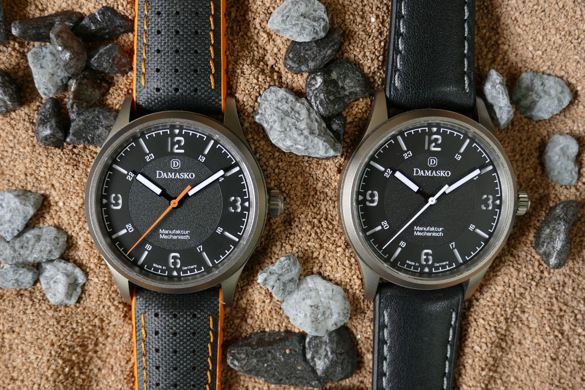 Damasko DF20 Schwarz mit Sekundenzeiger in Zeiger weiß oder orange