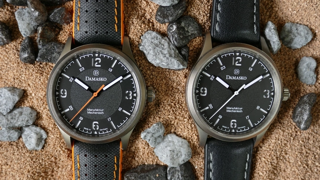 Damasko DF20 Schwarz mit Sekundenzeiger in Zeiger weiß oder orange