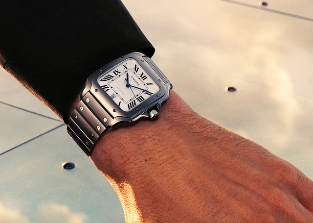 Santos de Cartier, großes Modell, mechanische Uhr mit Automatikaufzug aus Titan