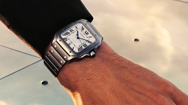 Santos de Cartier, großes Modell, mechanische Uhr mit Automatikaufzug aus Titan