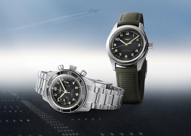 Longines Spirit Pilot, Referenz L3.809.4.53.9 und L3.721.4.53.6, Chronograph und Dreizeigeruhr auf dem Rollfeld