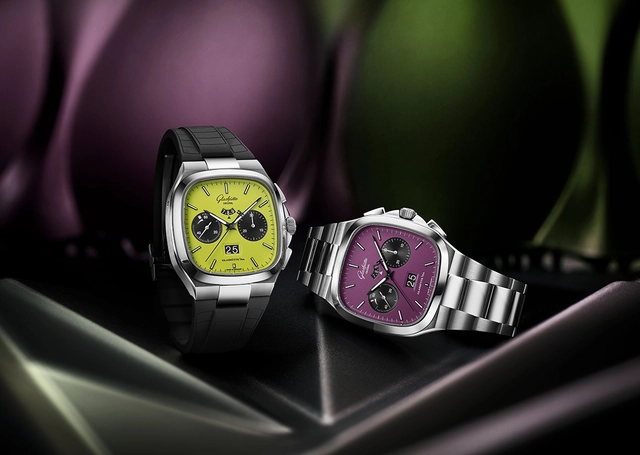 Glashuette Original, zwei Uhren, Referenz 1-37-02-20-02_70 und 1-37-02-19_02_63, Seventies_Chronograph Panorama Date Fusion und Plasma