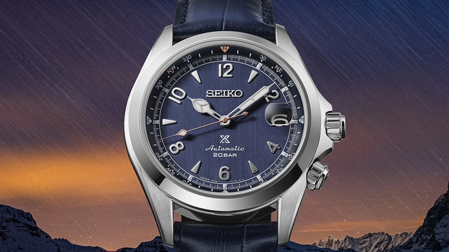Seiko Prospex Alpinist Automatic EU Exclusive Limited Edition SPB531 vor dem nächtlichen Matterhorn