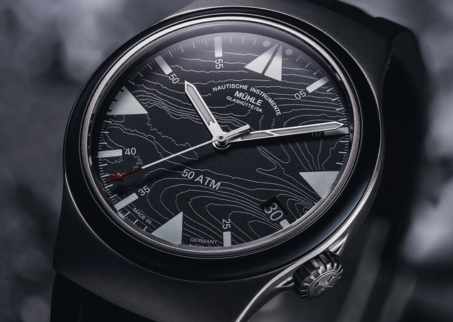 Mühle-Glashütte S.A.R. Mission Timer 160 Jahre DGZRS, Closeup Zifferblatt