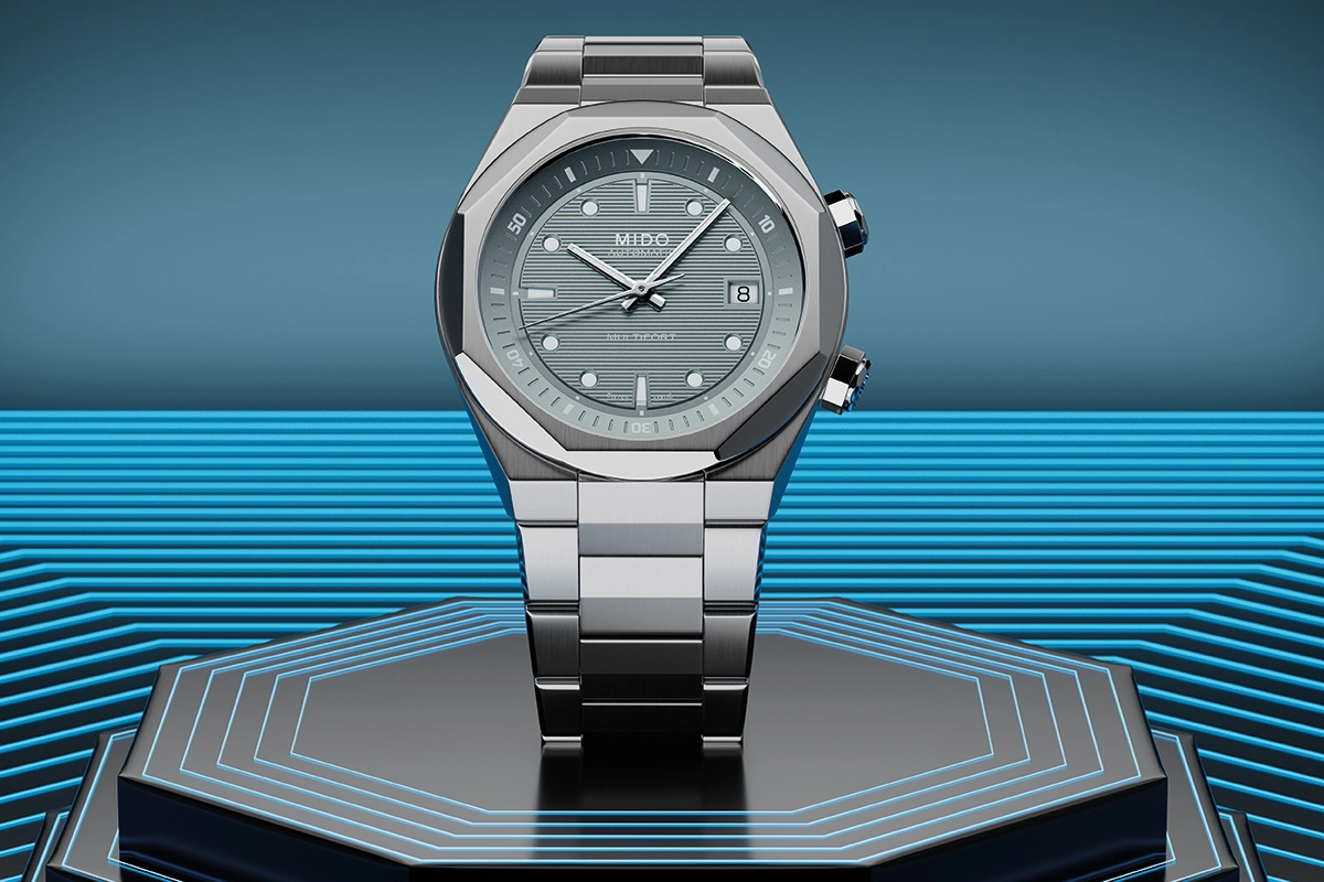 Mido Multifort 8 Two Crowns, Edelstahluhr mit grauem Zifferblatt