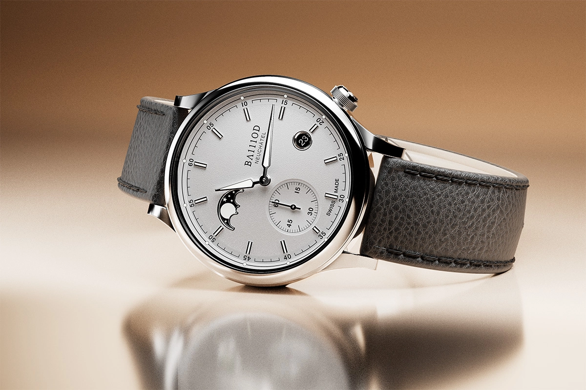 Ba111od Chapter 8 Mondphase, Uhr mit weißem Zifferblatt