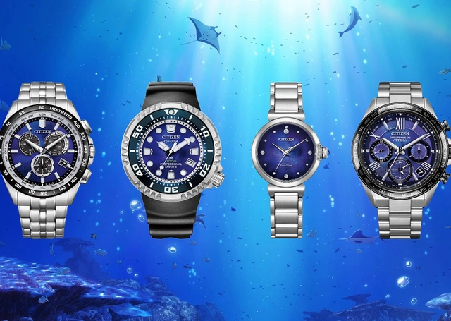 Citizen „Sea of Silence“: Citizen Unite with Blue, Promaster Unite with Blue, Citizen L Unite with Blue, Attesa Unite with Blue, vier Uhren