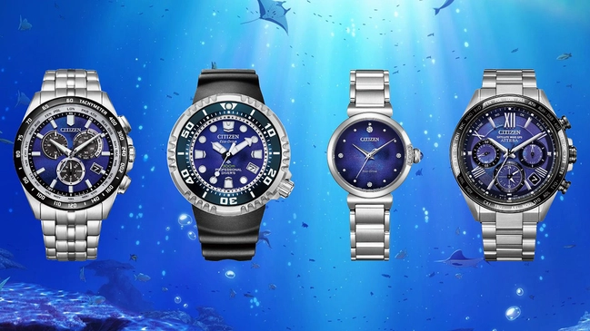 Citizen „Sea of Silence“: Citizen Unite with Blue, Promaster Unite with Blue, Citizen L Unite with Blue, Attesa Unite with Blue, vier Uhren