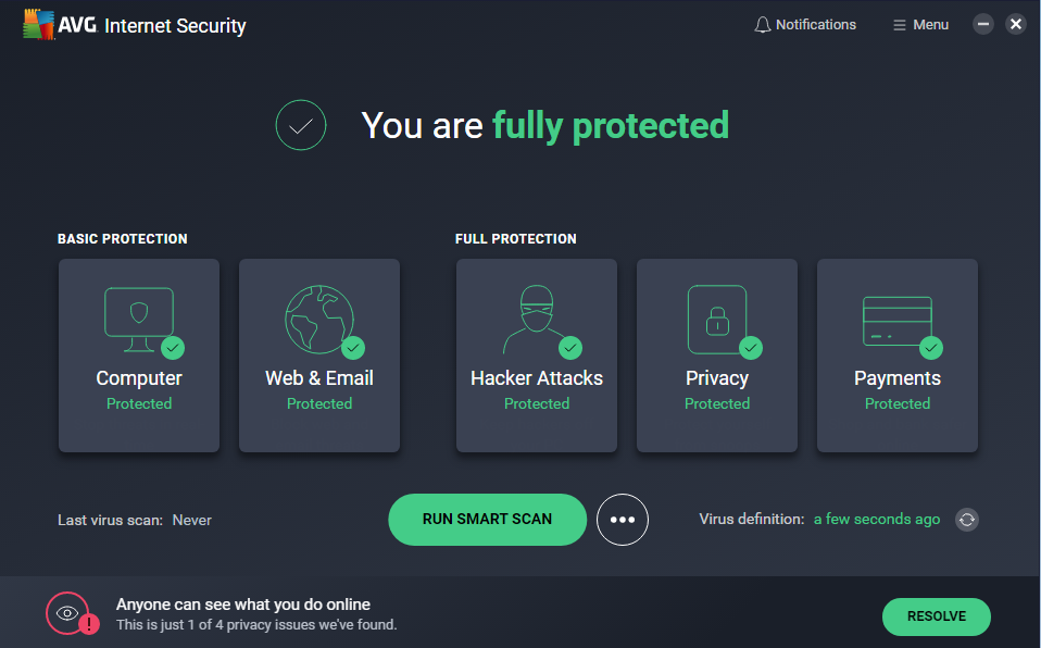 Screenshot AVG Internet Security