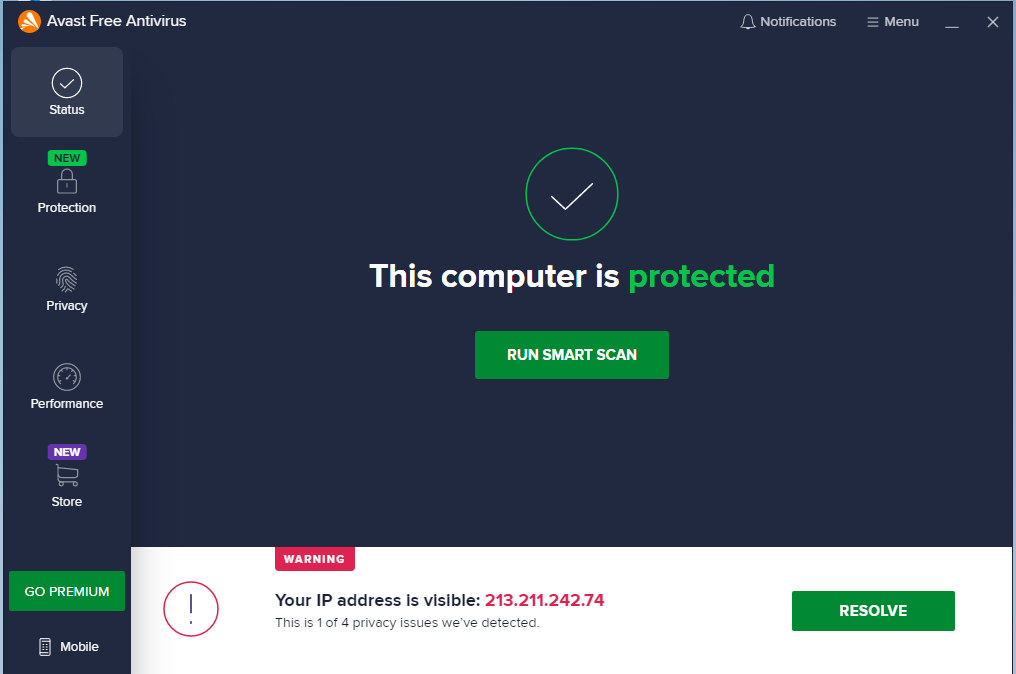 Screenshot Avast Free AntiVirus