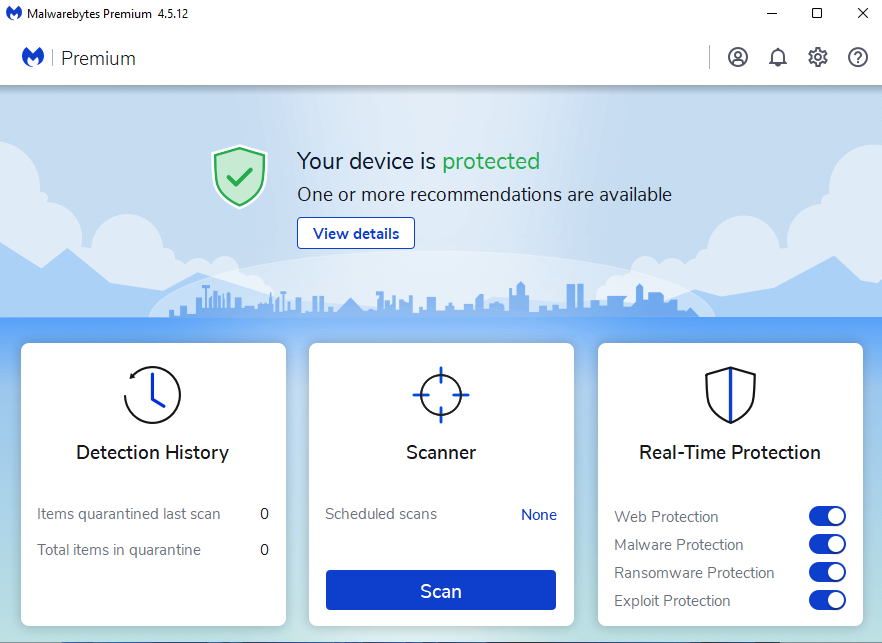 Screenshot Malwarebytes