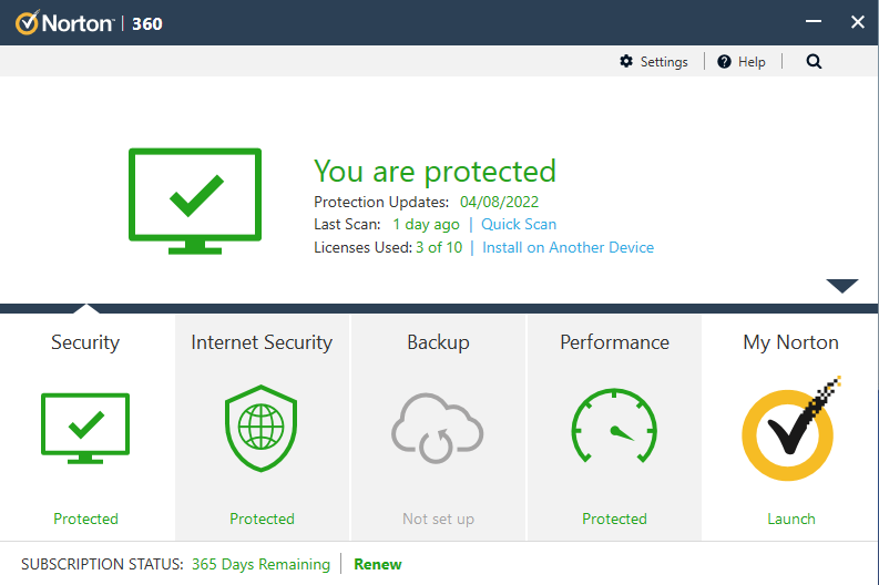 Screenshot Norton 360