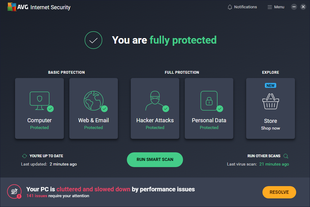 Screenshot AVG Internet Security