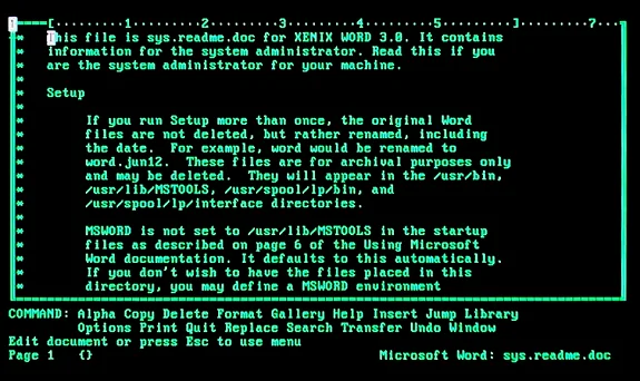 Microsoft Word 3.0 for Xenix (1987)