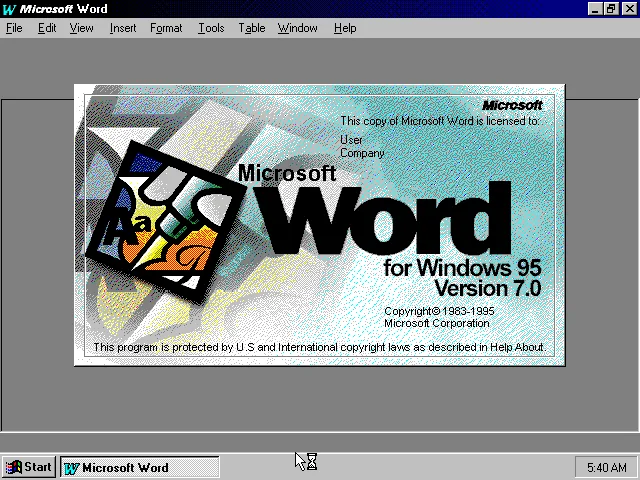 Microsoft Word 95 Splash Screen (1995)