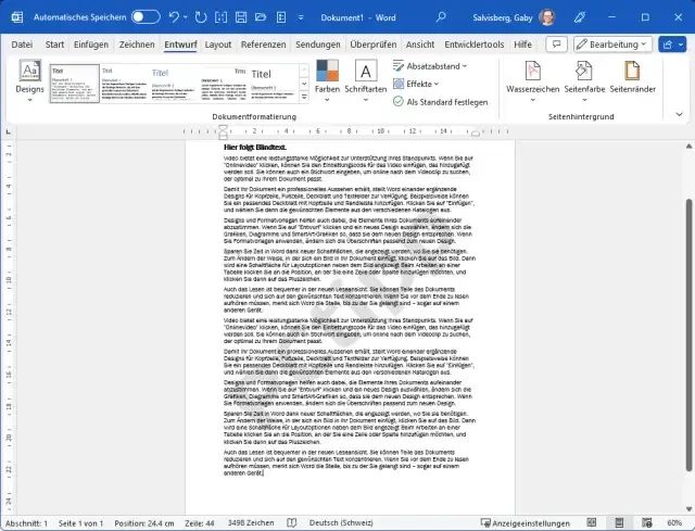 Beispiel eines Word-Dokuments mit einem Text-Wasserzeichen