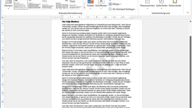 Beispiel eines Word-Dokuments mit einem Text-Wasserzeichen