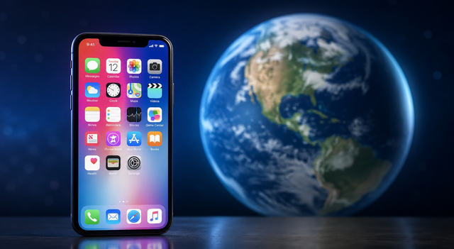 Smartphone mit Weltkugel