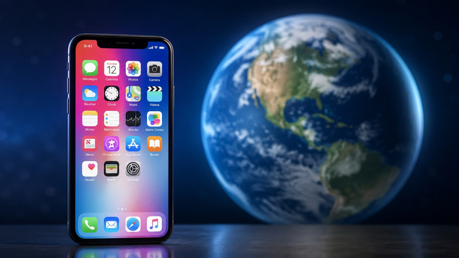 Smartphone mit Weltkugel