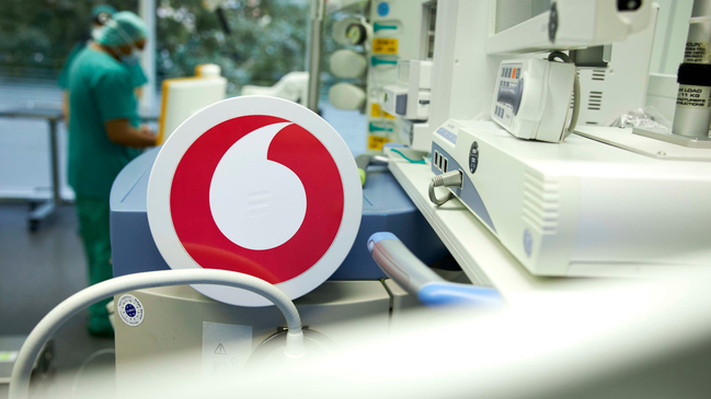 Vodafone-Logo im Krankenhaus