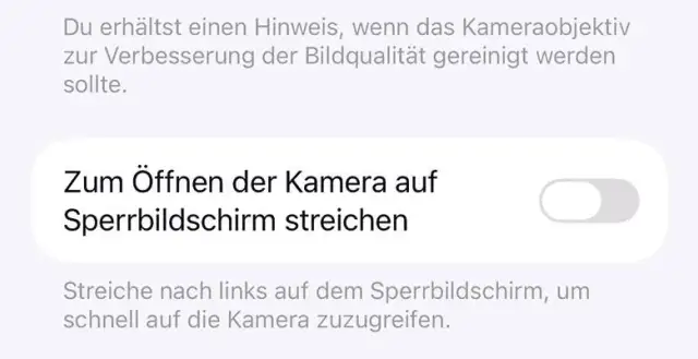 Wischen zur Kameraöffnung auf dem iPhone deaktivieren