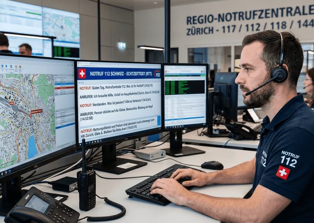 So könnte der Echtzeittext Norufe in einer Notrufzentrale abgewickelt werden.