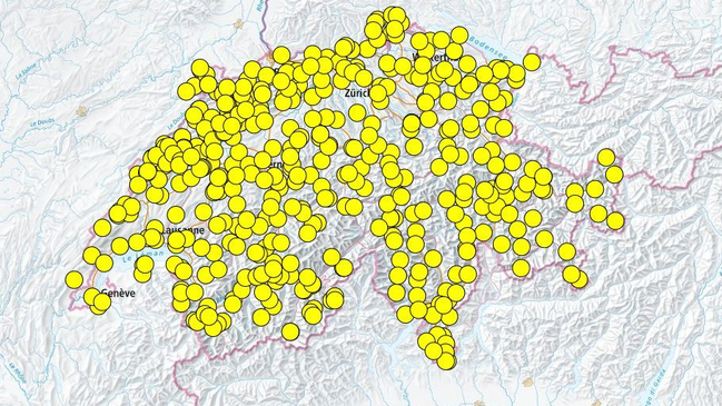 Radio- und Fernsehsender in der Schweiz auf Übersichtskarte