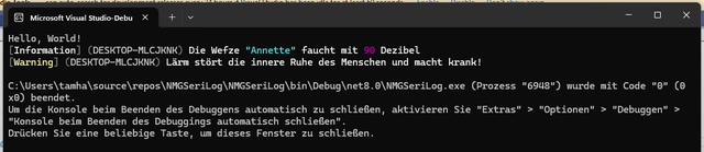 Der Maschinenname erscheint in der Ausgabe (Bild 6)