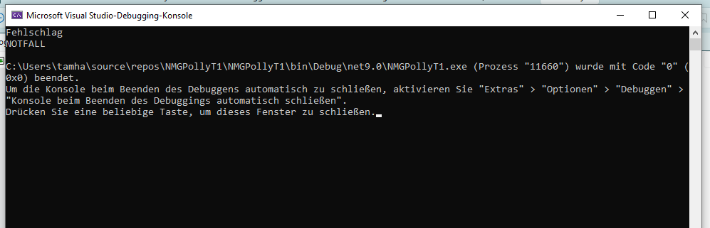 Der Task scheitert einmal und wird danach eliminiert (Bild 6)