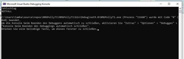 Der Task scheitert einmal und wird danach eliminiert (Bild 6)