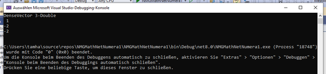Die Lösung des Linear-Gleichungssystems verlief erfolgreich (Bild 3)