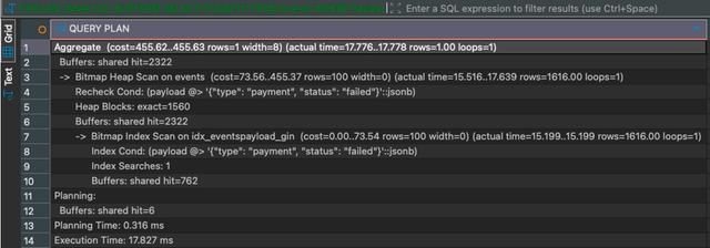 Abfragedauer mit GIN-Index (Bild 2)
