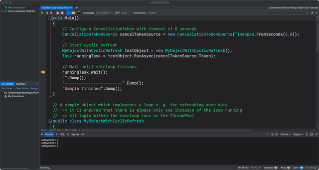 Die WPF-Applikation LINQPad 8 unter macOS, portiert mit Avalonia XPF (Bild 1)