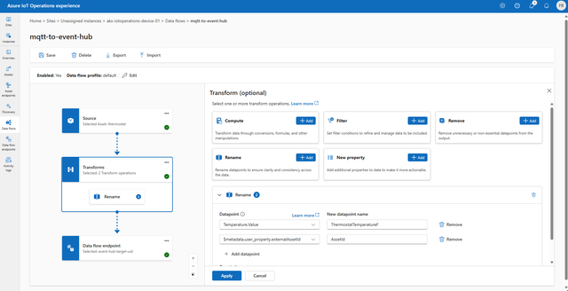  Konfiguration des Azure IoT Operations Data Flow (Bild 1) 