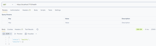 Ausgabe des Health-Endpunkts im JSON-Format in Postman (Bild 3)