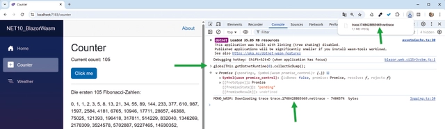 Herunterladen der Memory-Dump-Datei im Format .nettrace (Bild 4)