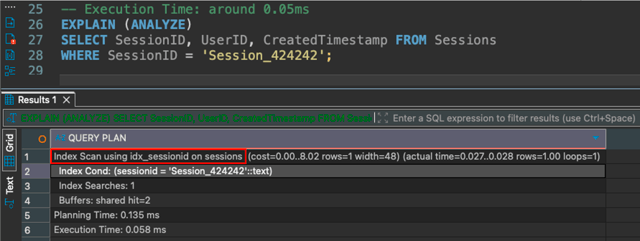 Der Index-Scan über den Hash-Index (Bild 1)