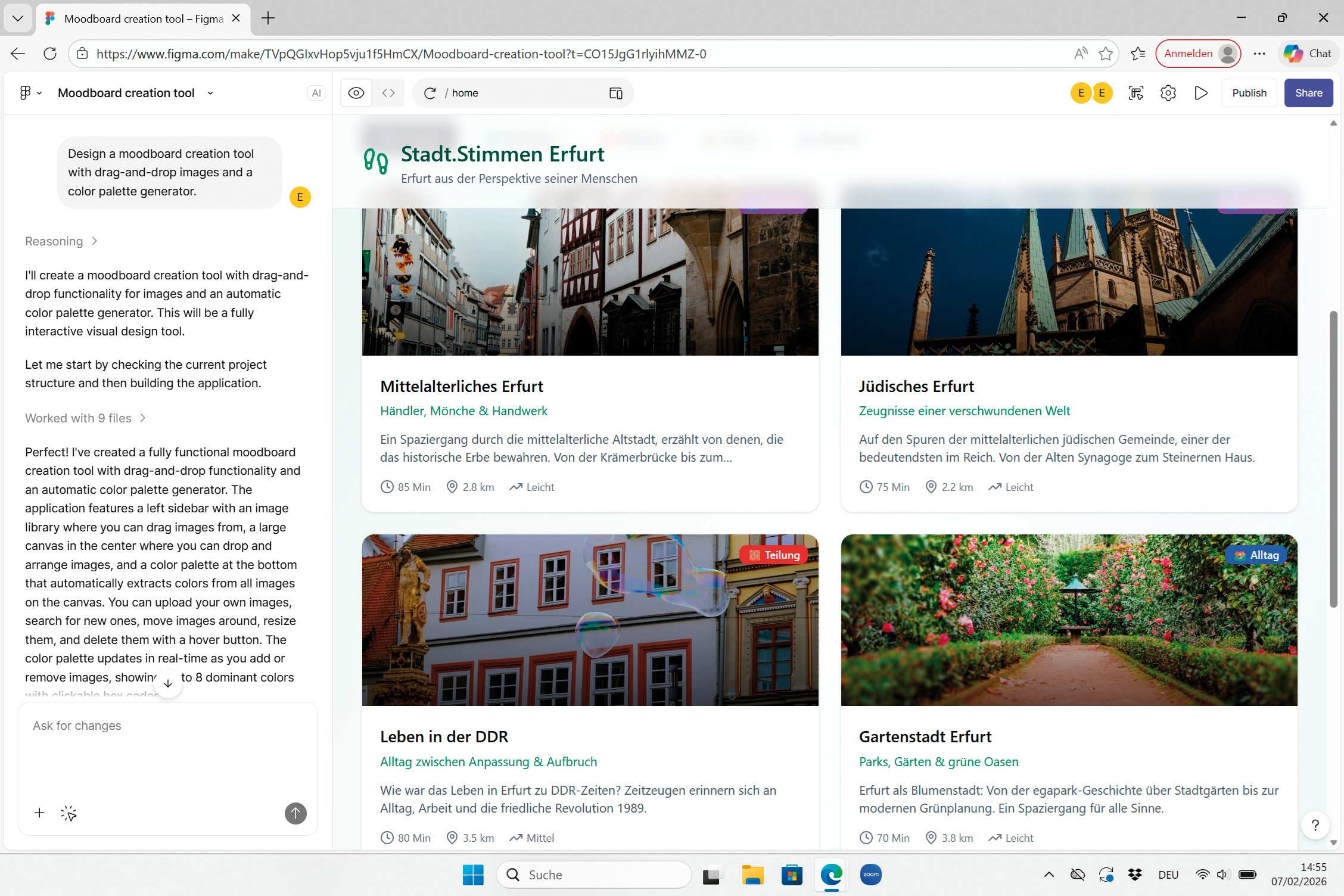 Prompt-to-App von Figma Make am konkreten Beispiel, hier für die Stadt Erfurt (Bild 3)