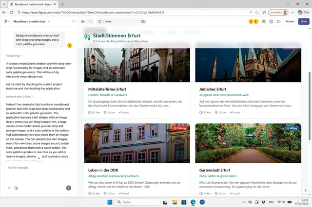 Prompt-to-App von Figma Make am konkreten Beispiel, hier für die Stadt Erfurt (Bild 3)