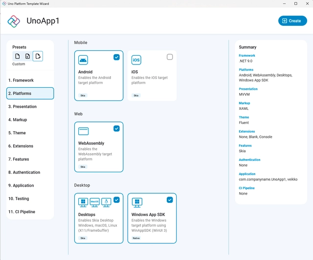 Template-Wizard zum Erstellen von Uno-Apps (Bild 3)