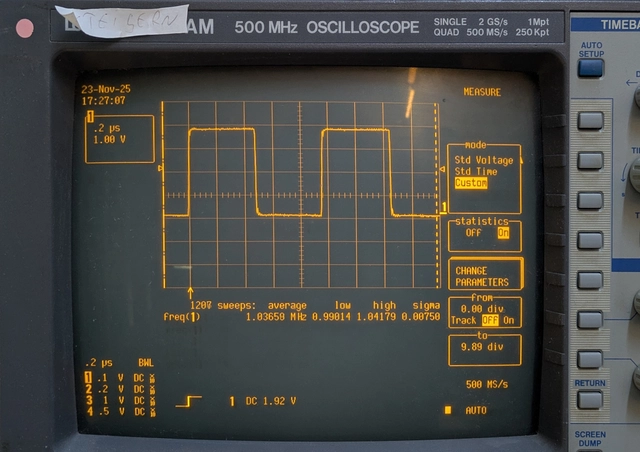 Der .NET-Code erreicht eine Arbeitsfrequenz von rund 1,03 Megahertz (Bild 6)
