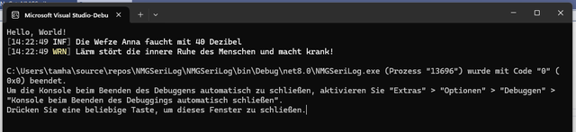 Die Logdaten erscheinen in der Kommandozeile (Bild 3)