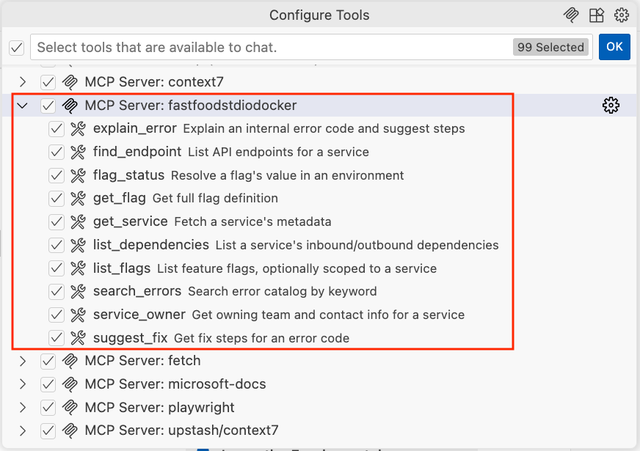 Tool-Listing in VS Code (Bild 1)