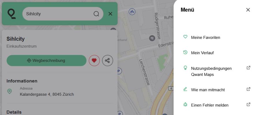 Ort in Qwant Maps als Favorit hinzufügen
