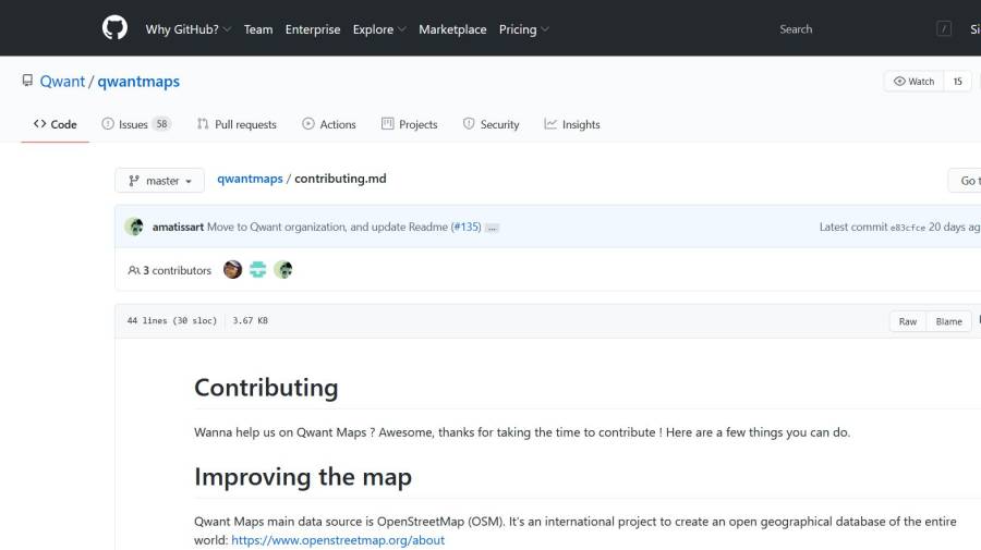 GitHub-Seite von Qwant