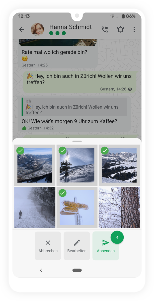 Ein Threema-Chat und die Mediengalerie