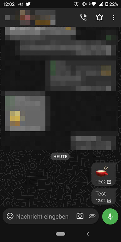 Ein Fondue-Caquelon-Emoji im Threema-Chat